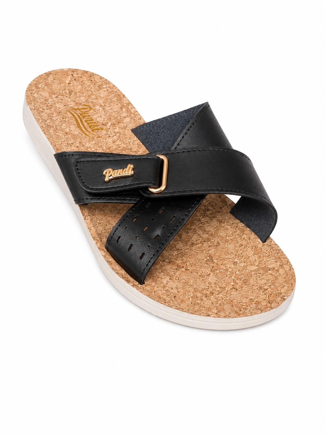 Black Cork Cross Slides — Women Shoes at Owens International
