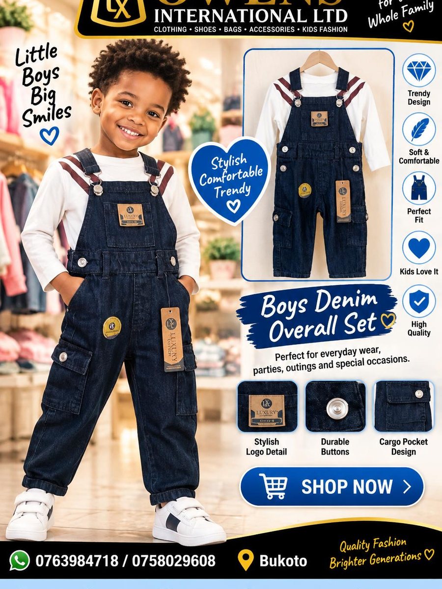 Boys Denim Overall Set — Kids Clothes at Owens International