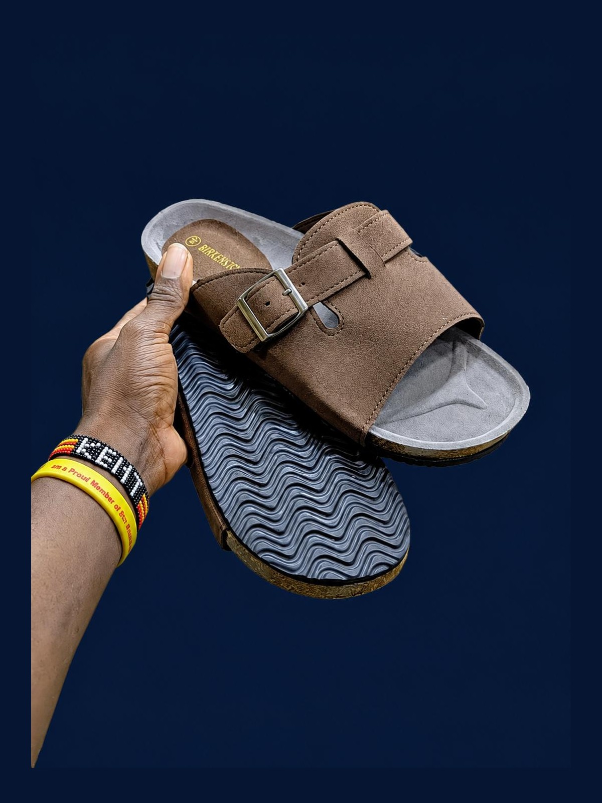 Brown Buckle Slides