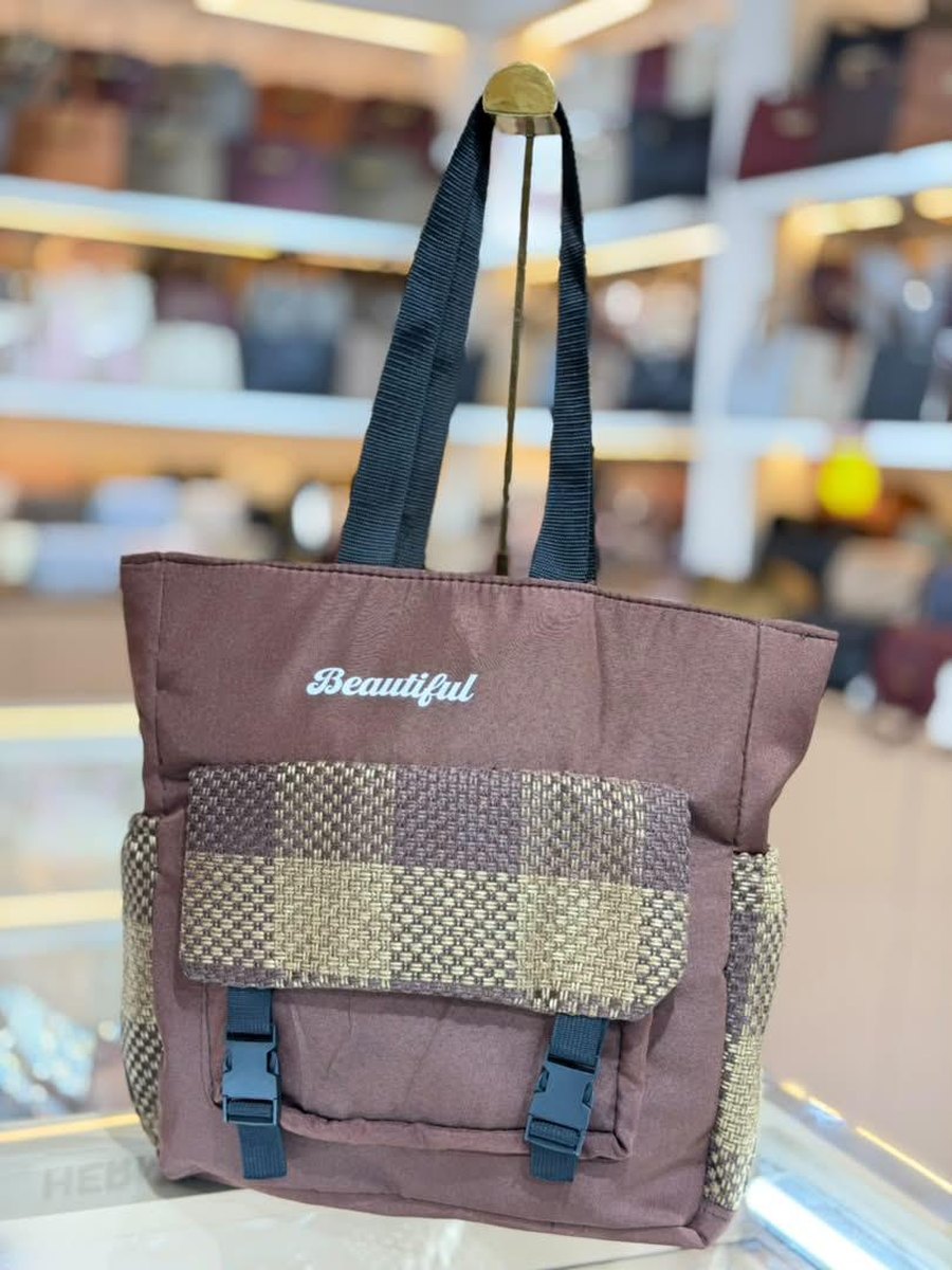 Brown Check Beautiful Tote — Women Bags at Owens International