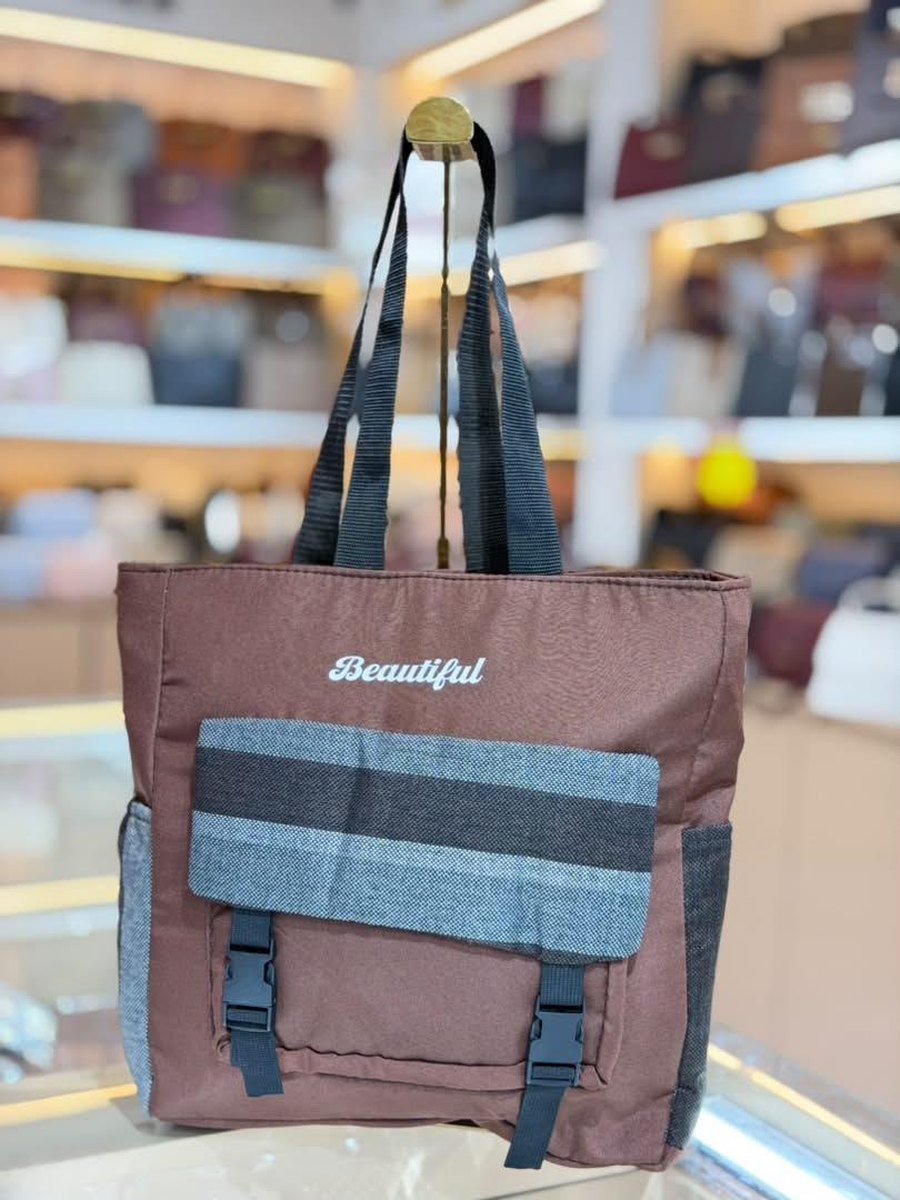 Brown Stripe Beautiful Tote — Women Bags at Owens International
