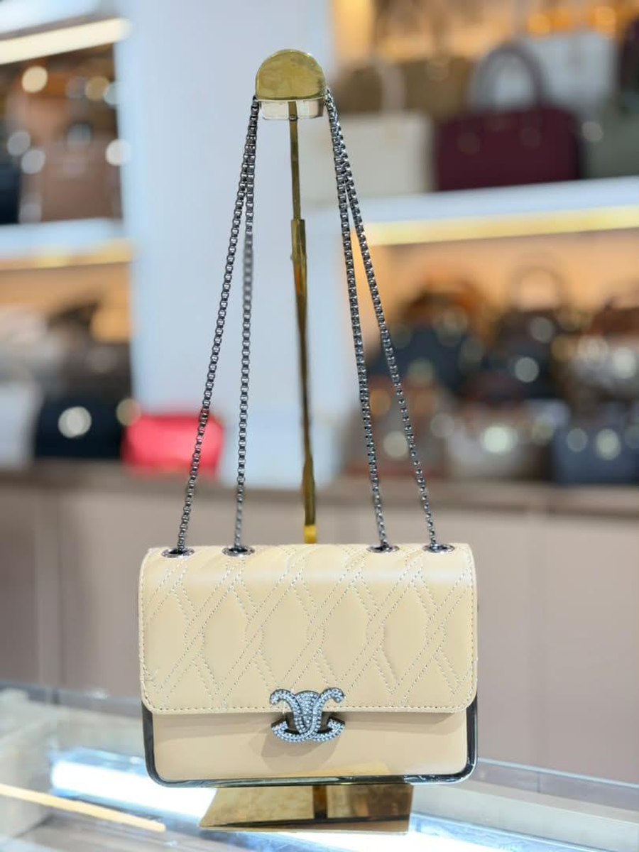 Cream Quilted Chain Bag — Women Bags at Owens International