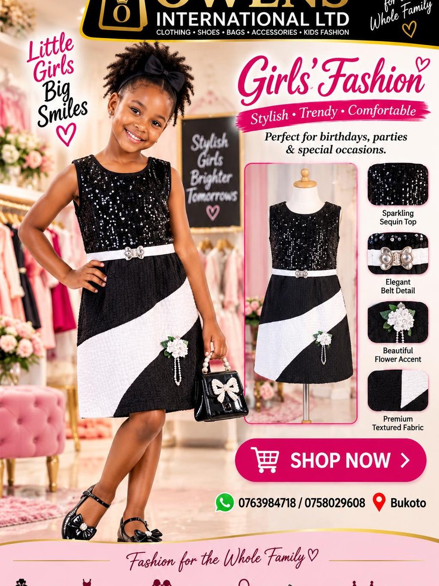 Girls Black Sequin Dress — Kids Clothes at Owens International