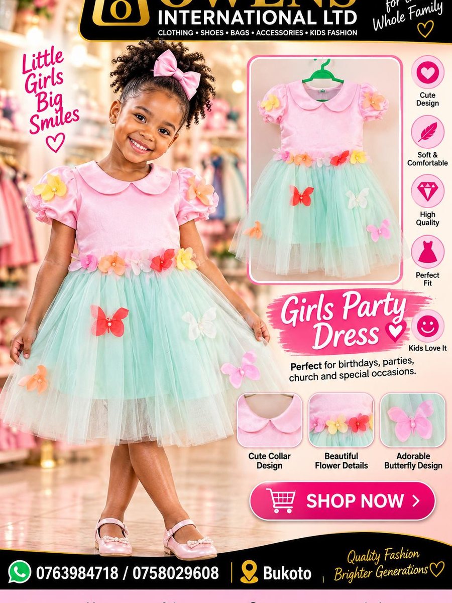 Girls Butterfly Party Dress — Kids Clothes at Owens International