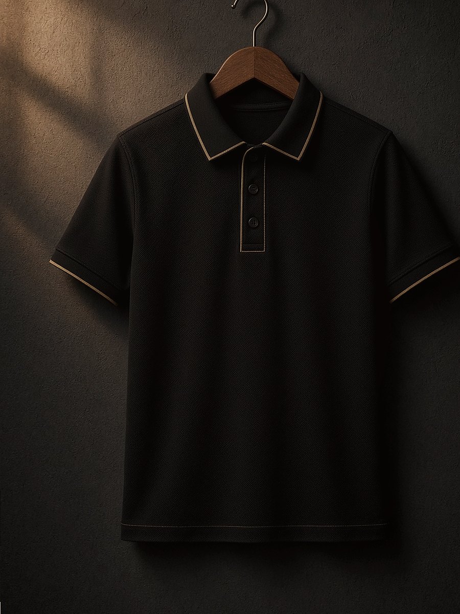 Men Gold Trim Polo — Men Clothes at Owens International