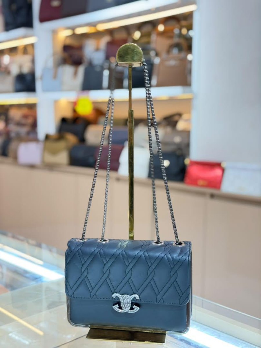 Navy Quilted Chain Bag — Women Bags at Owens International