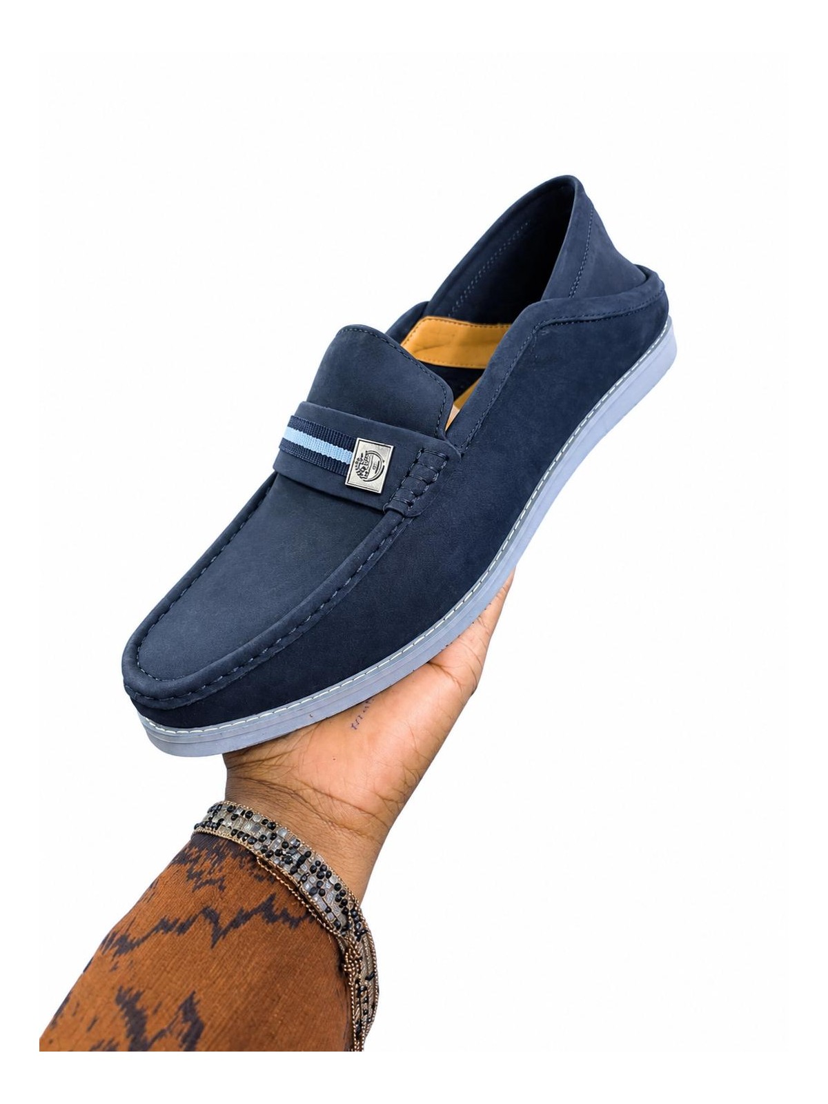 Navy Suede Loafers