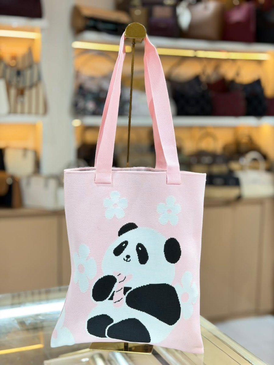 Pink Panda Knit Tote — Women Bags at Owens International