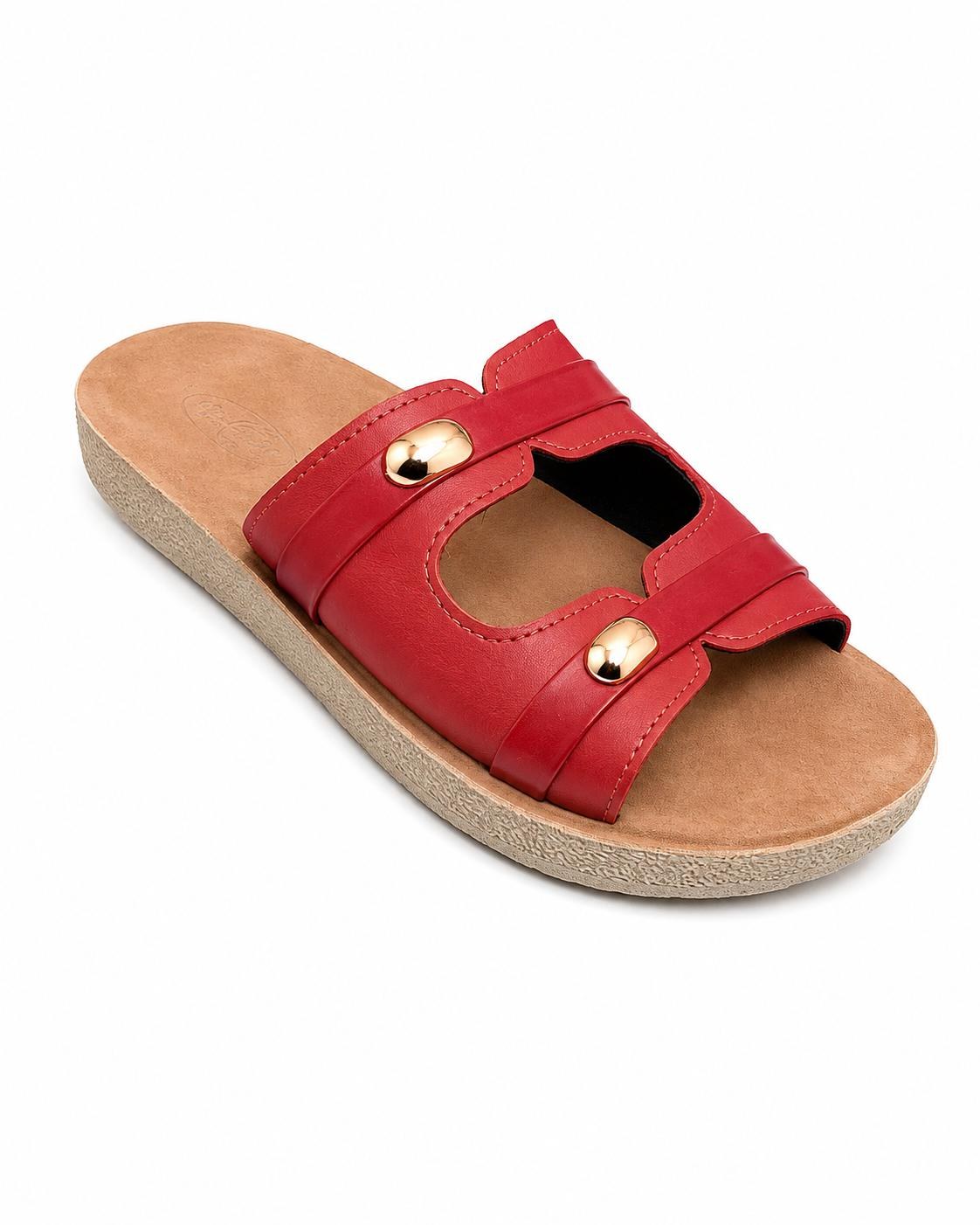 Red Gold Stud Slides — Women Shoes at Owens International