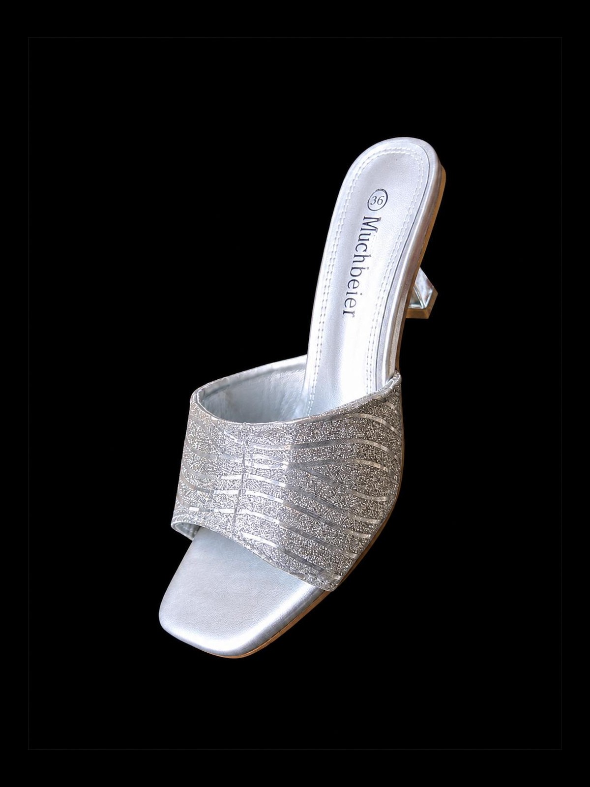 Silver Glitter Mules