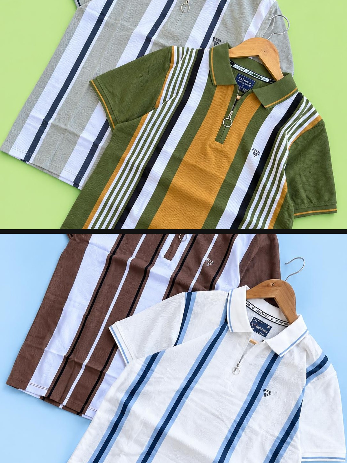 Stripe Zip Polo