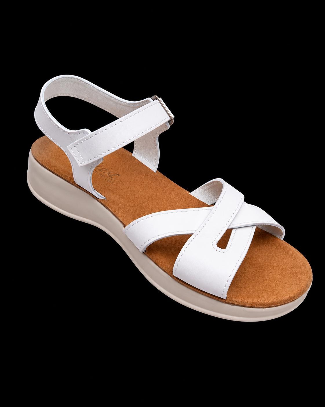 White Cross Ankle Sandals — Women Shoes at Owens International