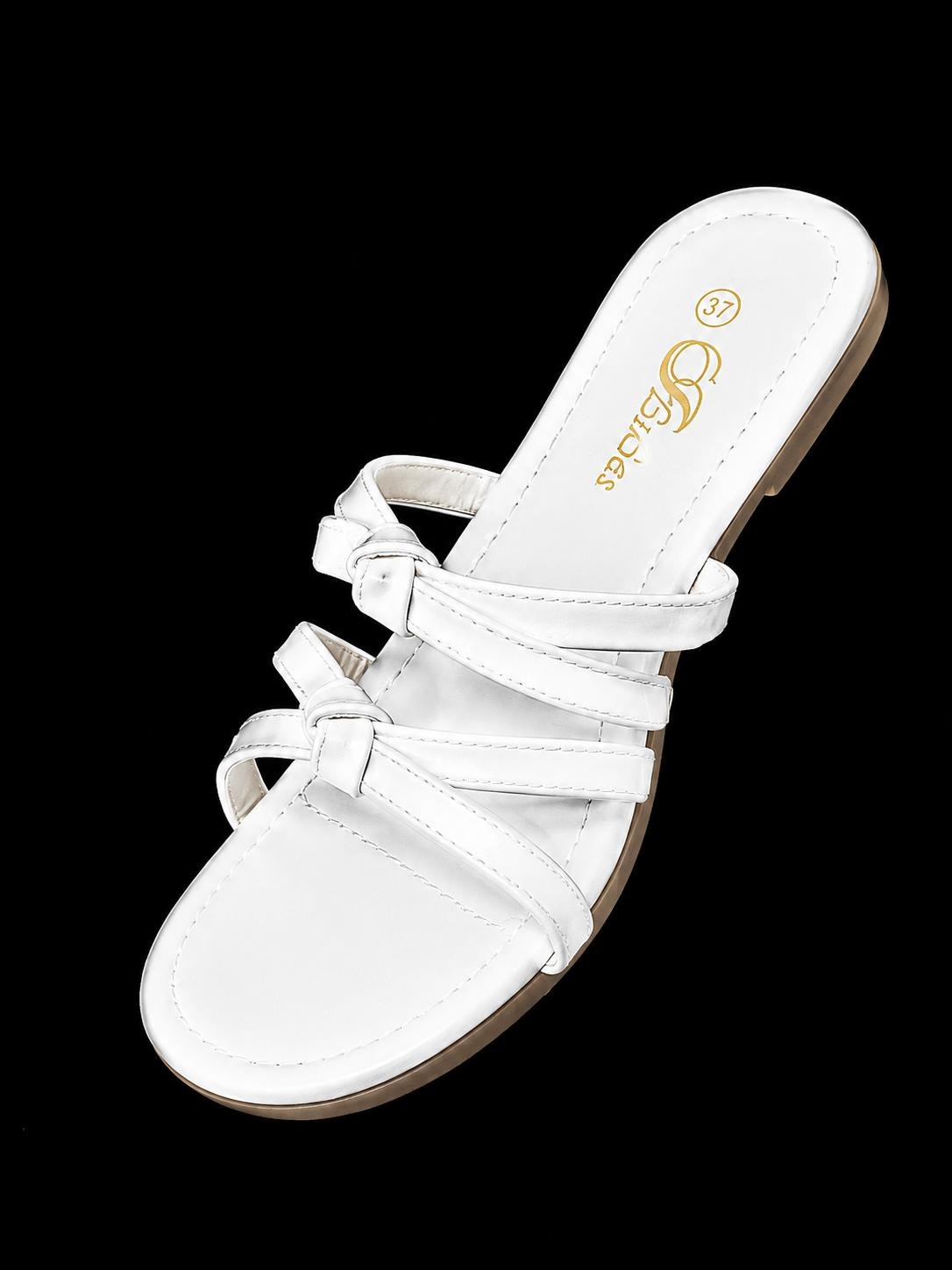 White Knot Slides — Women Shoes at Owens International